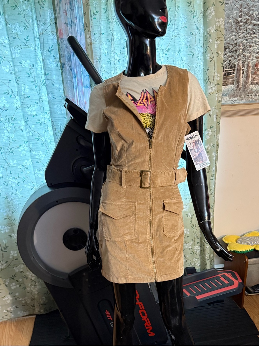 Rewash Tan Corduroy Belted Mini Dress Jacket ONLY